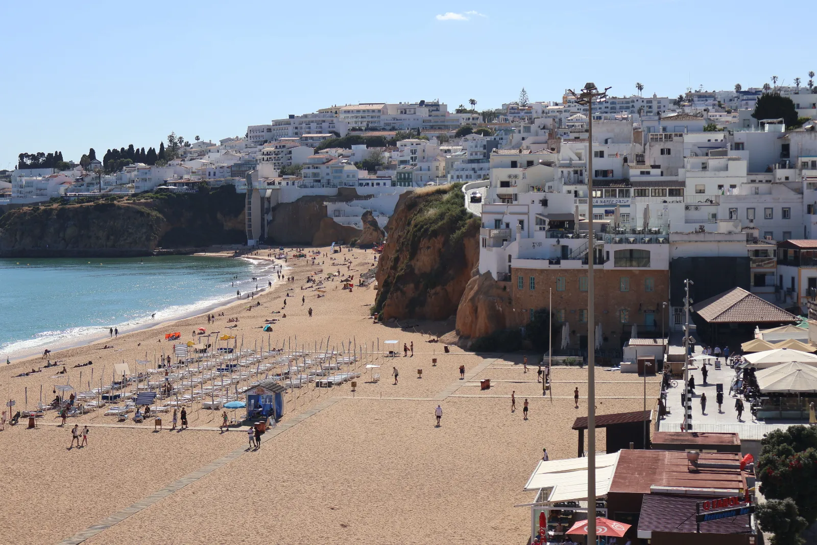 Coastal view of Albufeira with beaches and whitewashed buildings