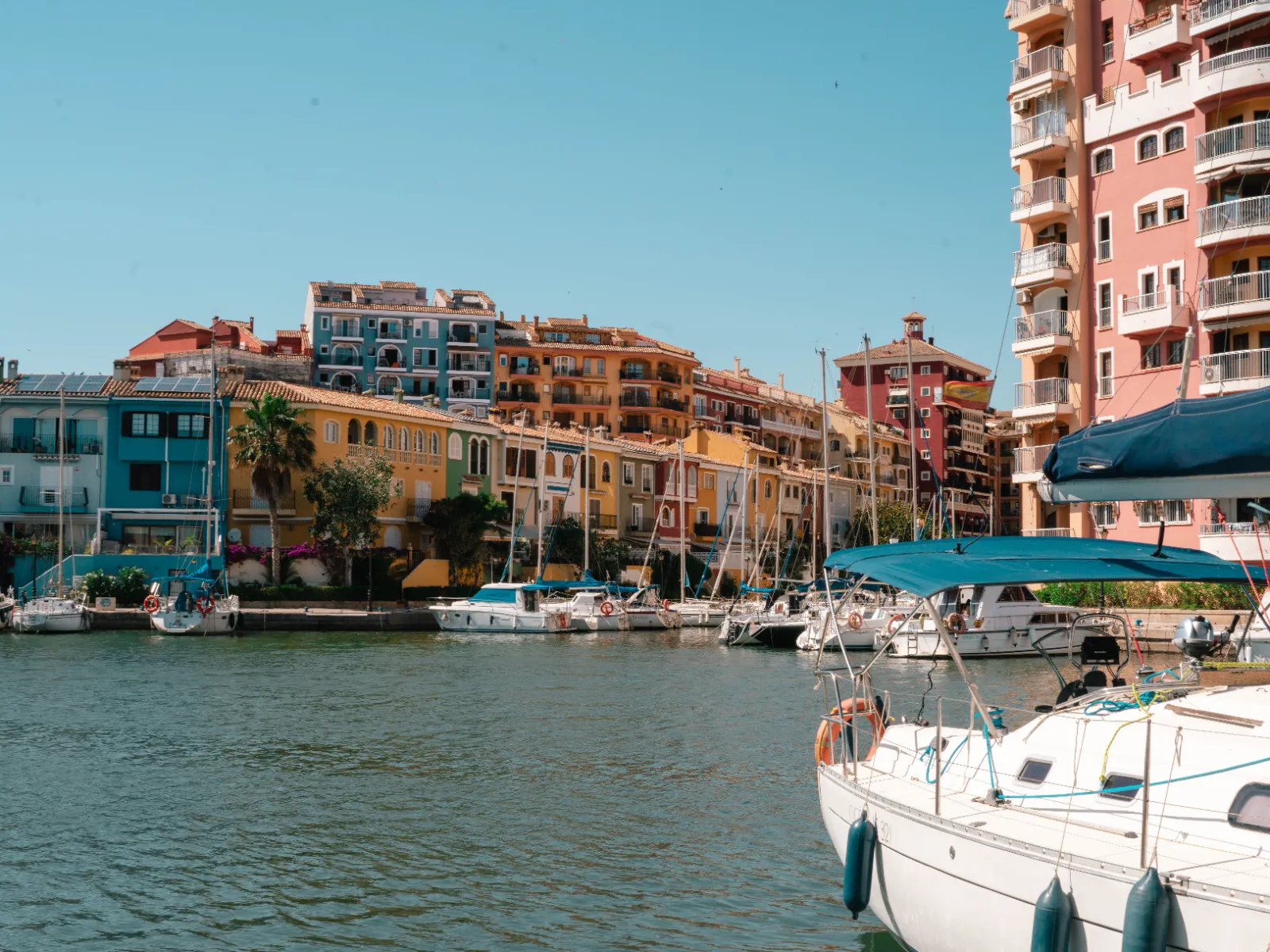 Colourful buildings and boats at Albufeira Marina