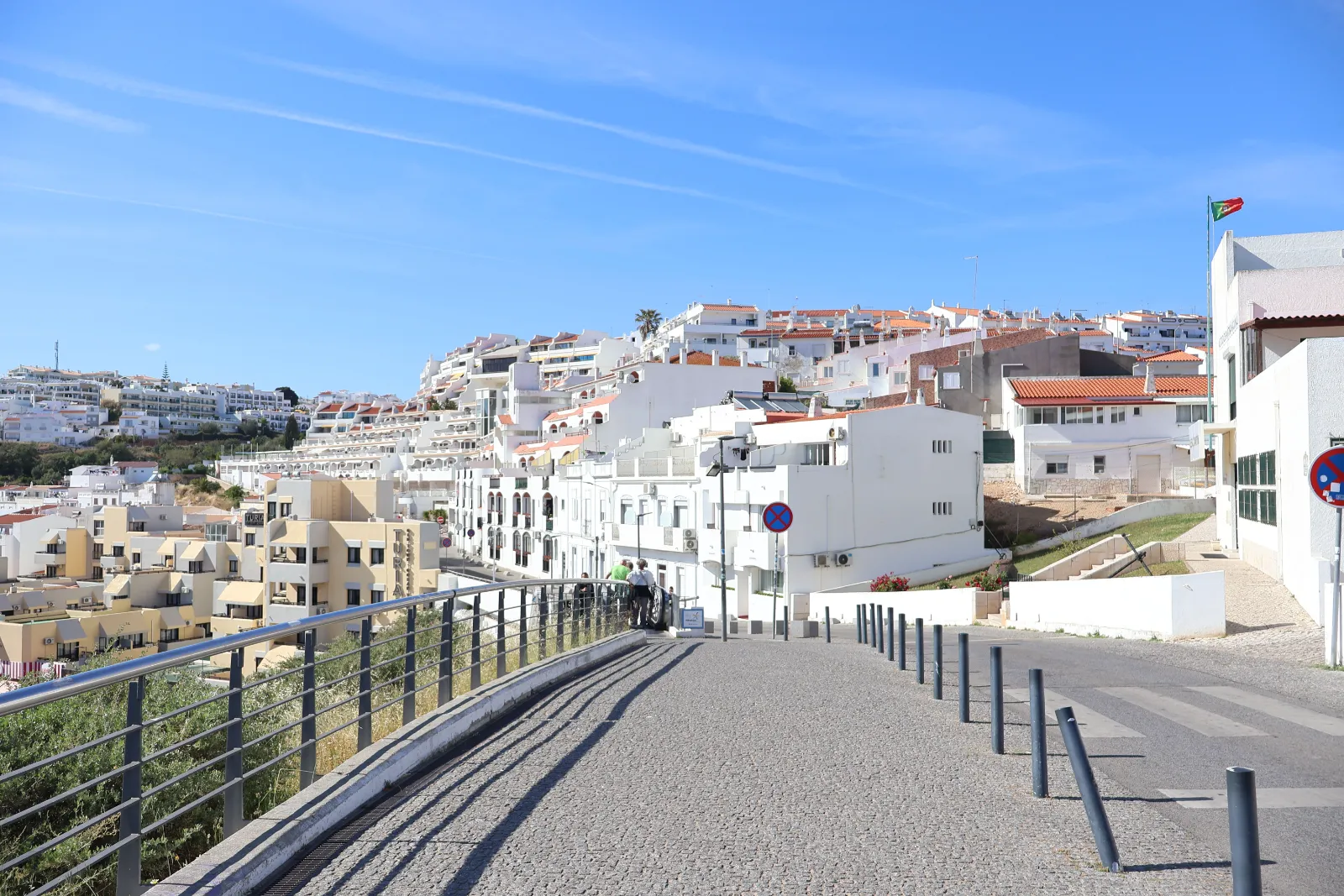 Whitewashed streets in Albufeira Old Town near the beach