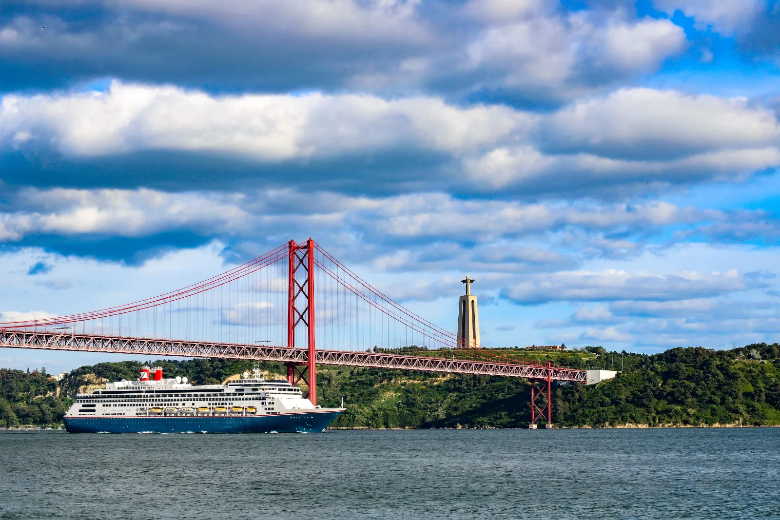 Cacilhas waterfront and ferry terminal overlooking Lisbon