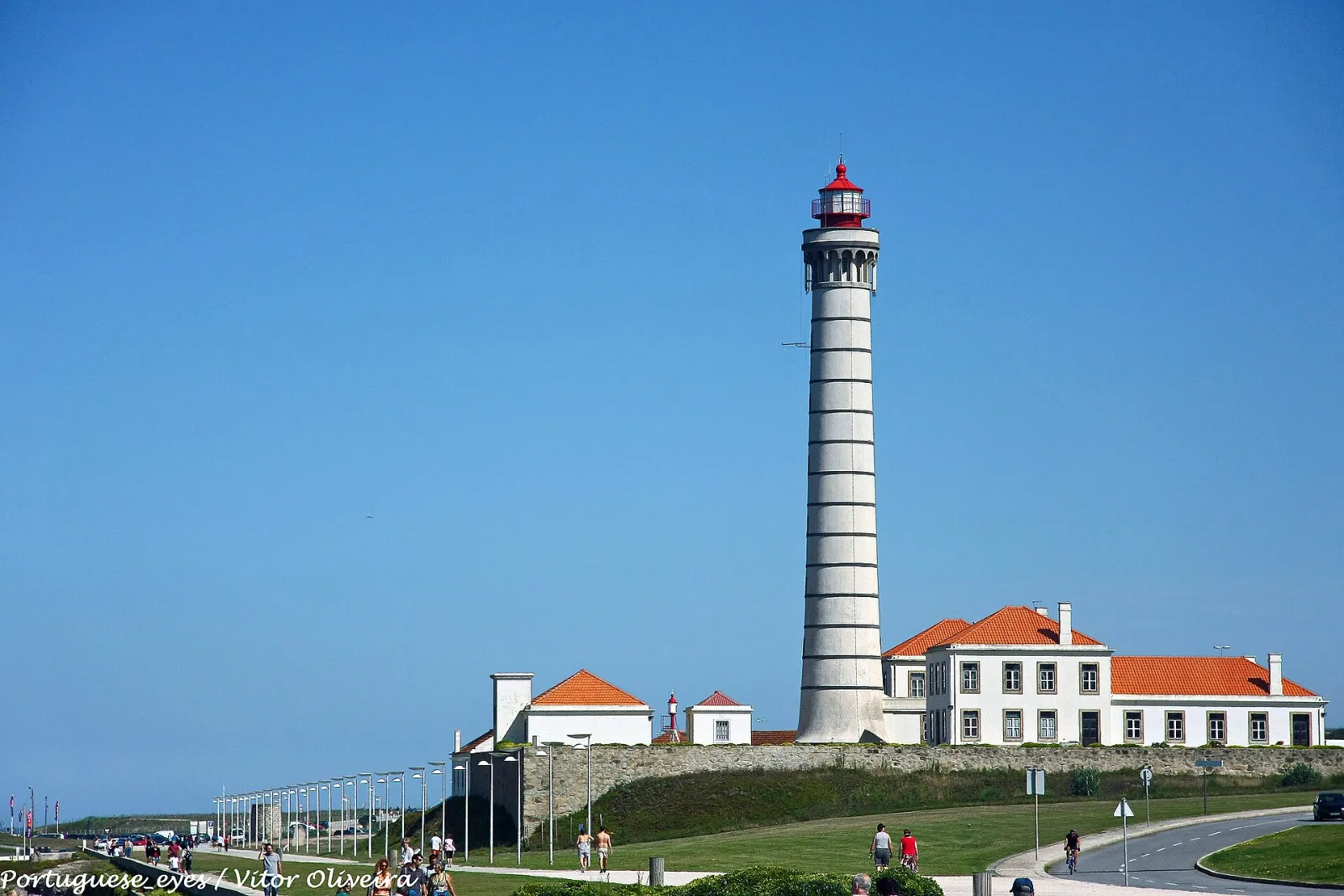 Atlantic coastline and Farol da Boa Nova lighthouse at Leça da Palmeira, Matosinhos